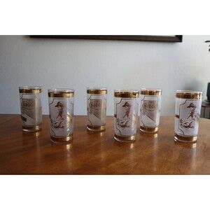 6x Carson Nugget Casino City HighBall Glass Culver 22K Gold Miner Tumbler USA